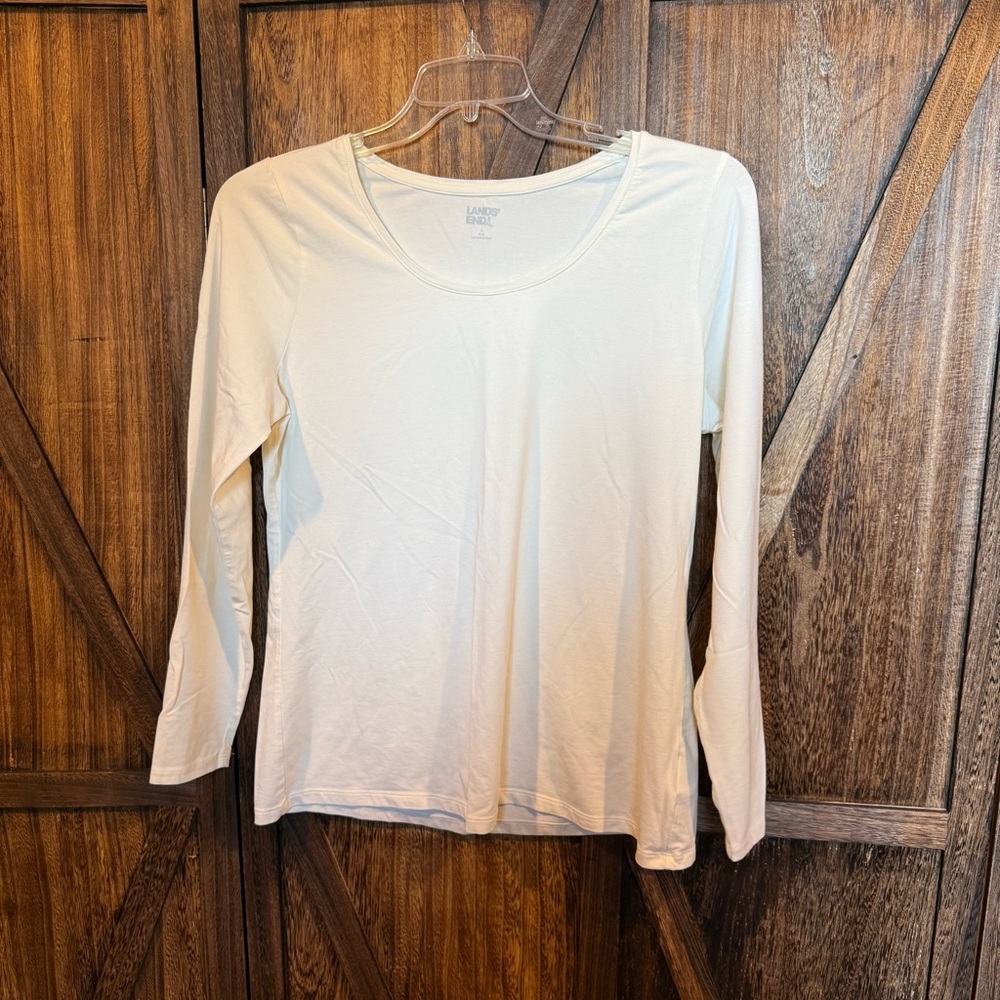 Lands' End Women's Off-White Long Sleeve Tee